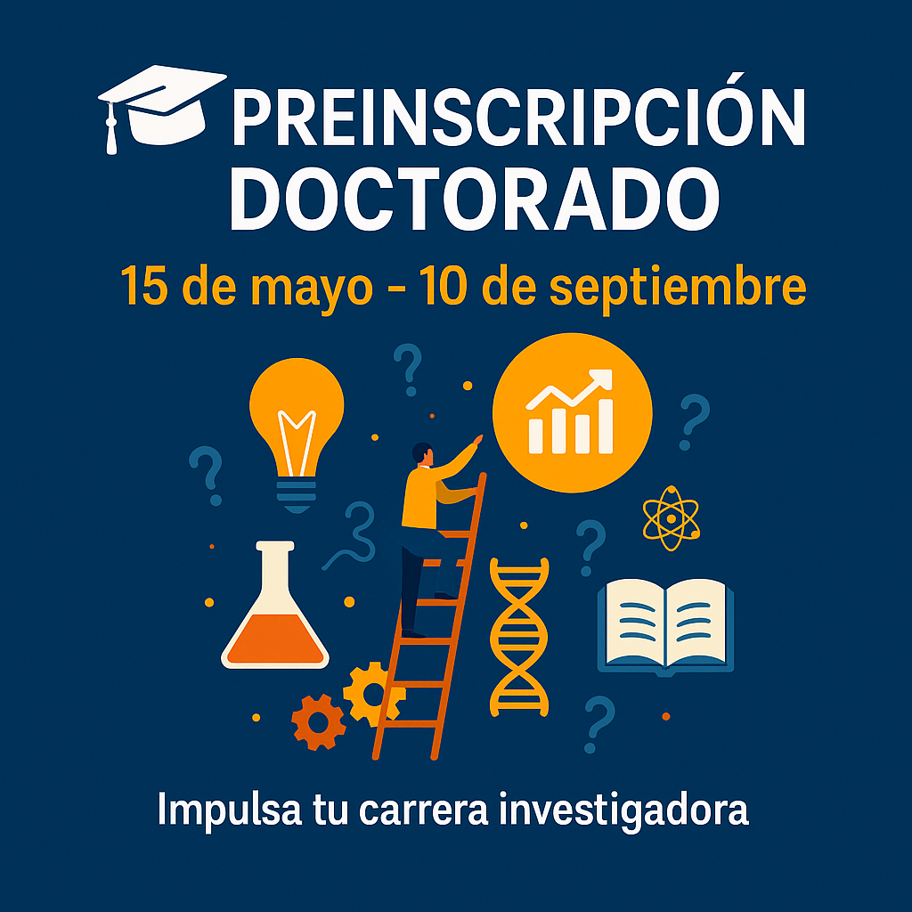 Preinscripción estudios de doctorado curso 2526 - abierta del 15 de mayo al 10 de septiembre. Imagen generada por IA